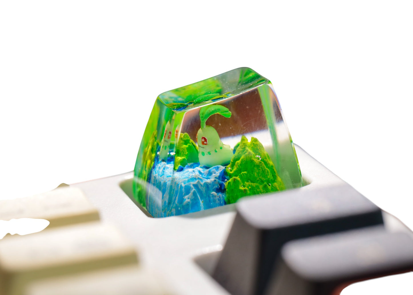 Keycap Chikorita Grass Waterfall | Artisan Mechanical Keycap