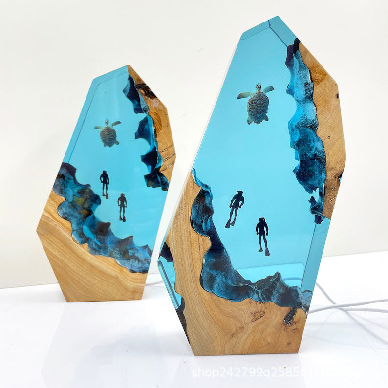 Epoxy Resin Decorative Lamp – Sea Turtle Dive LY009-1