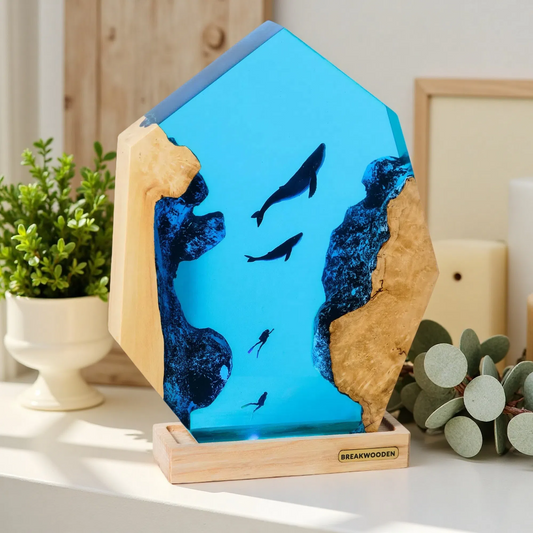 Whale Resin Lamp – Whale Scene CF (BGD2) – Ocean Night Light