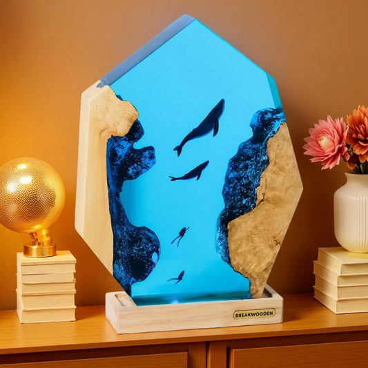 Whale Resin Lamp – Whale Scene CF (BGD3) – Ocean Night Light