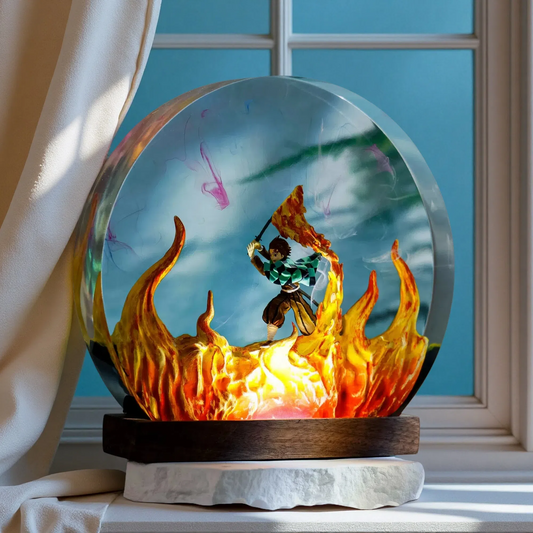 Ocean Diorama Resin Lamp – Tanjiro Fire Edition – Ocean Night Light