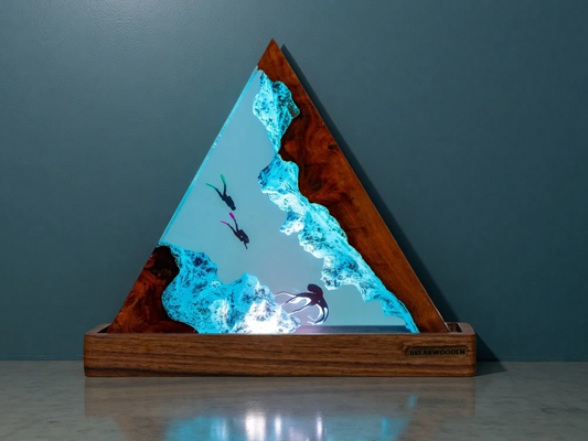 Ocean Resin Lamp – Shark Coral Scene Edition – Ocean Night Light