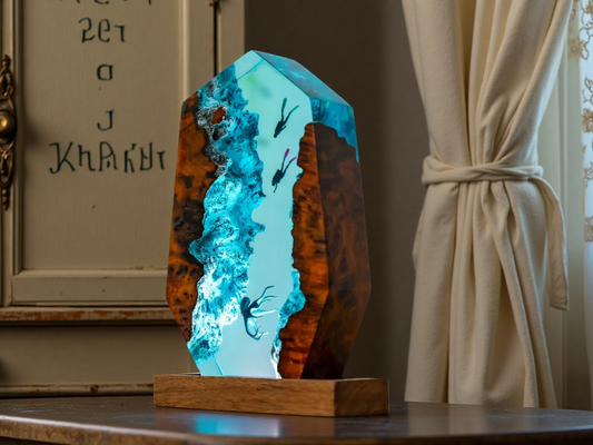 Scuba Diver & Shark Resin Lamp – Marine Edition – Ocean Night Light