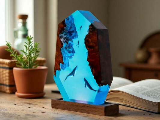 Whale Resin Lamp – Whale Scene (BGD1) – Ocean Night Light
