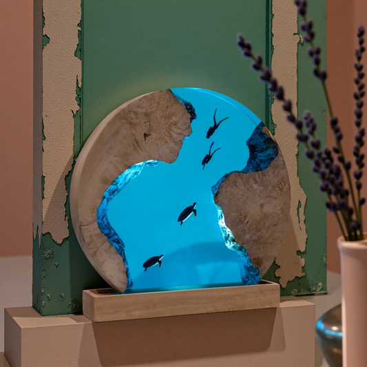Turtle Resin Lamp – Modern CF Edition – Ocean Night Light