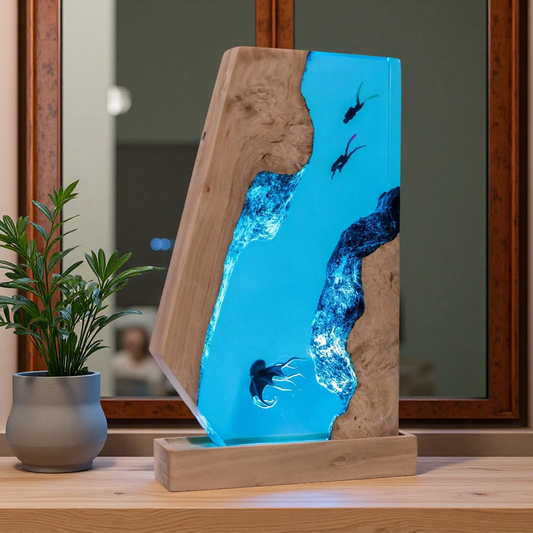 Scuba Diver & Octopus Wrist Rest – Emerald Glow Edition