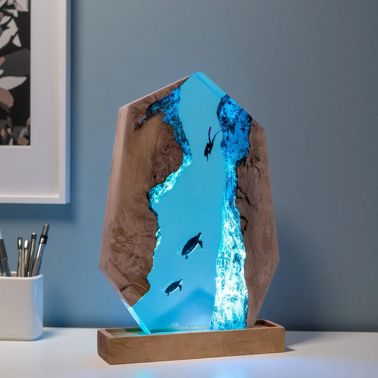 Turtle Resin Lamp – Deluxe CF Edition – Ocean Night Light