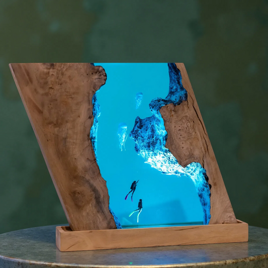 Jellyfish Resin Lamp – Blue Ocean Glow