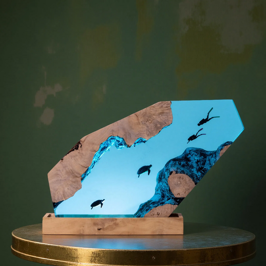 Ocean Resin Lamp – Sea Turtle Coral Explorer Edition – Ocean Night Light