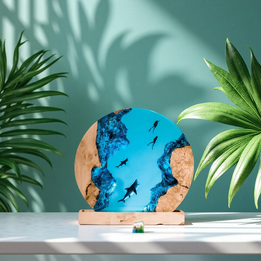 Ocean Diorama Resin Lamp – Shark Star Voyage Scene