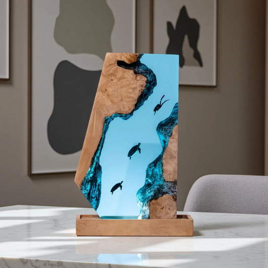 Turtle Resin Lamp – Elegant CF Edition – Ocean Night Light