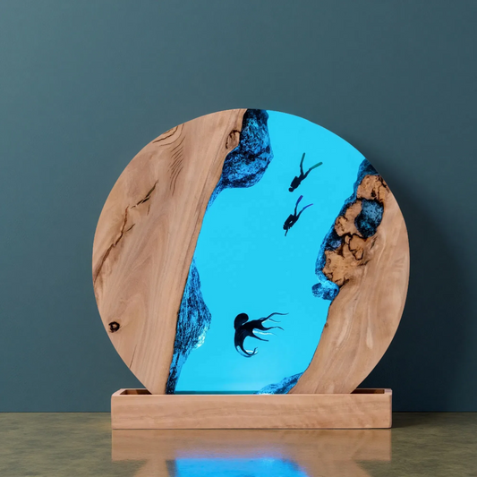 Ocean Diorama Resin Lamp – Octopus Cosmic Abyss Scene
