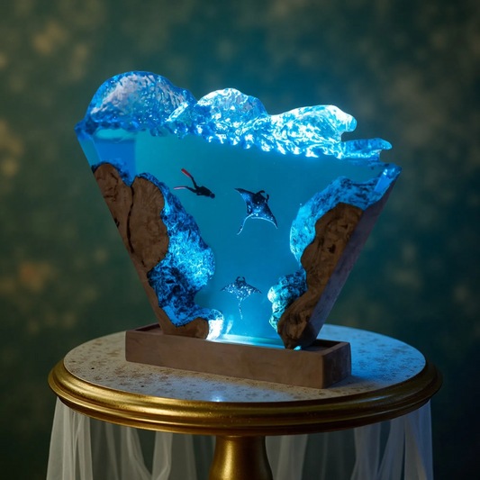 Ocean Resin Lamp – Ray Coral Reef Edition
