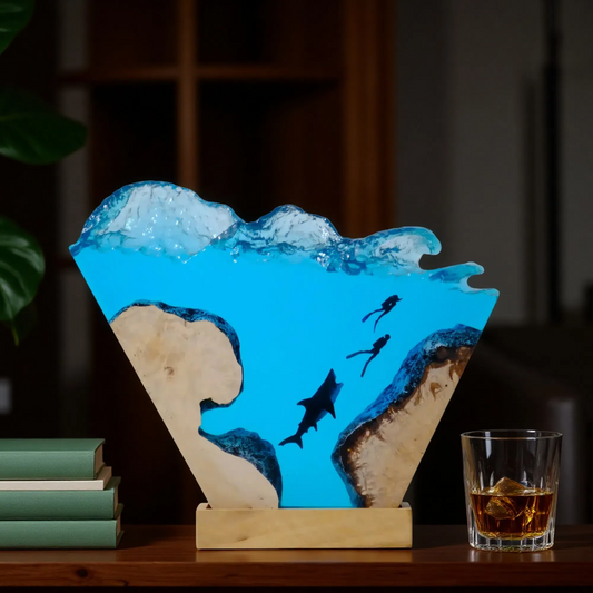 Shark Resin Lamp – Deep Sea Guardian Edition – Ocean Night Light