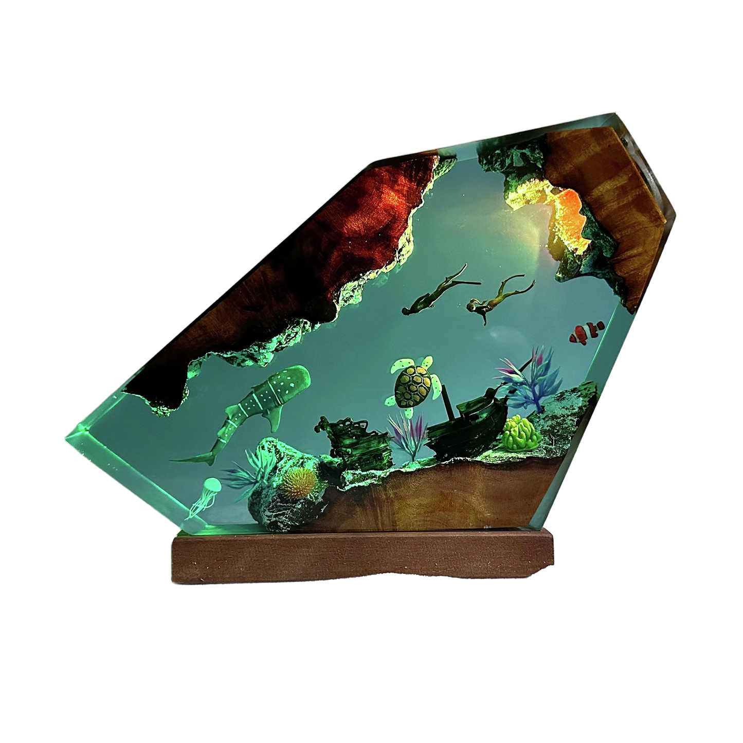 Teal Blue Ocean Epoxy Lamp – LY057