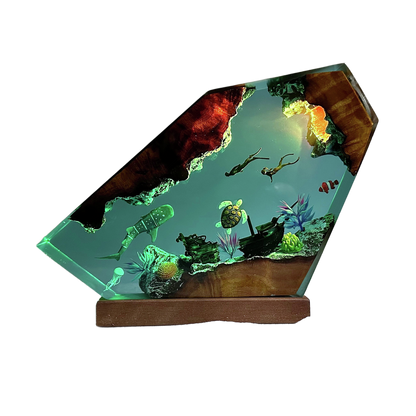 Teal Blue Ocean Epoxy Lamp – LY057