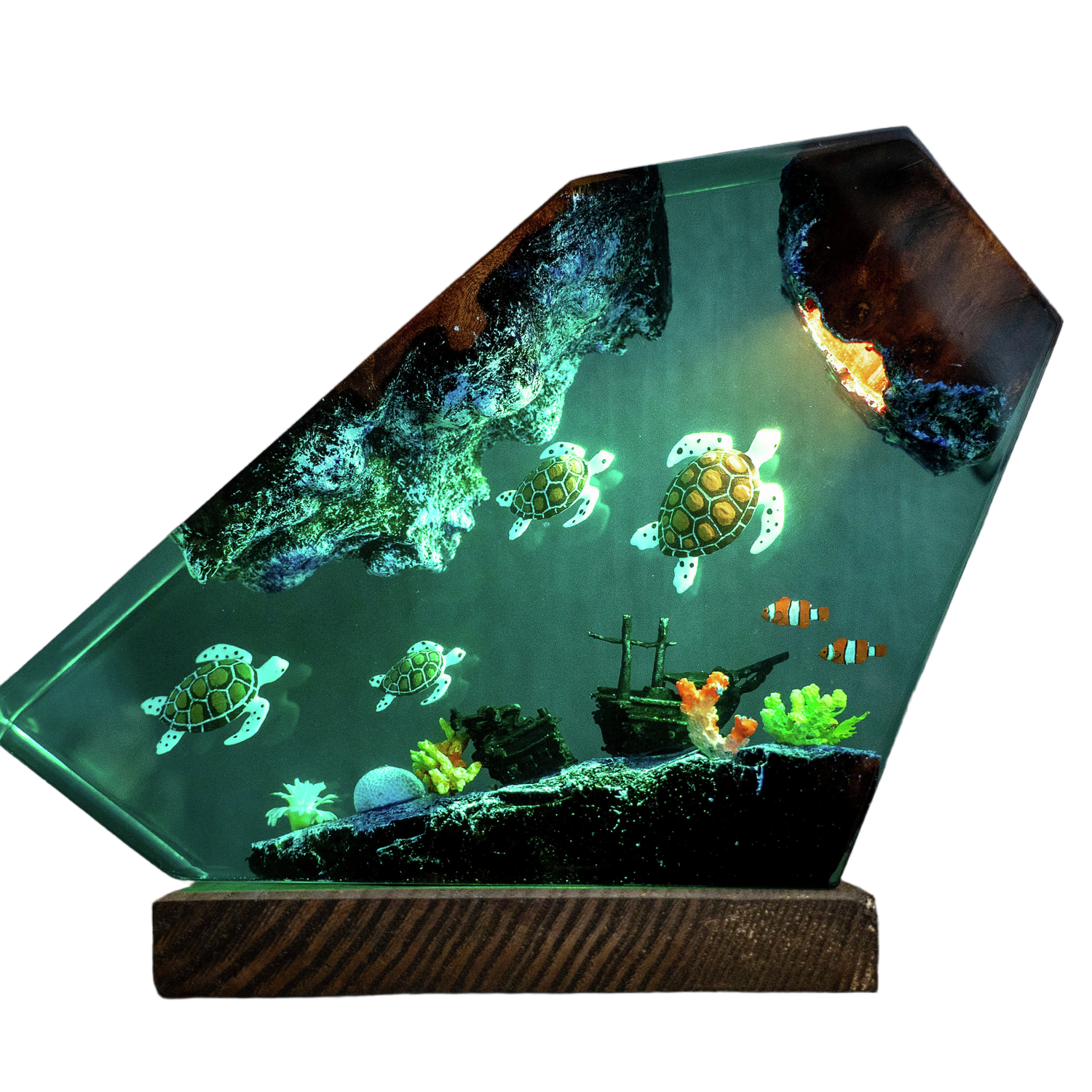 Handmade Epoxy Resin Sea Turtle Night Light – Ocean Decorative Table Lamp – LY187