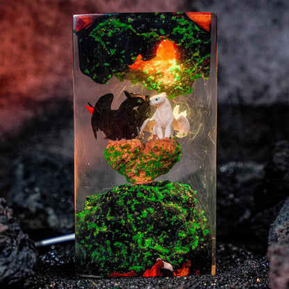 Toothless & Light Fury Epoxy Resin Lamp – Dragon Night Light Decor – LY471