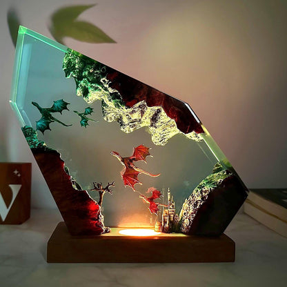 Perched Bats Sunset Epoxy Lamp – LY052