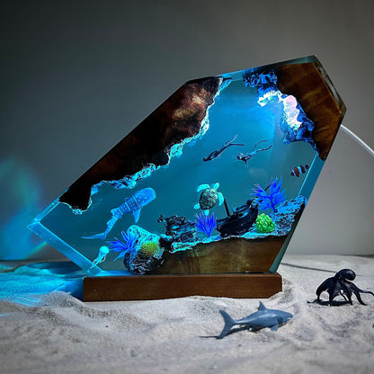 Teal Blue Ocean Epoxy Lamp – LY057