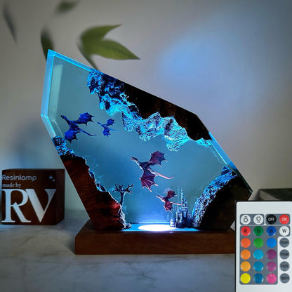 Perched Bats Sunset Epoxy Lamp – LY052