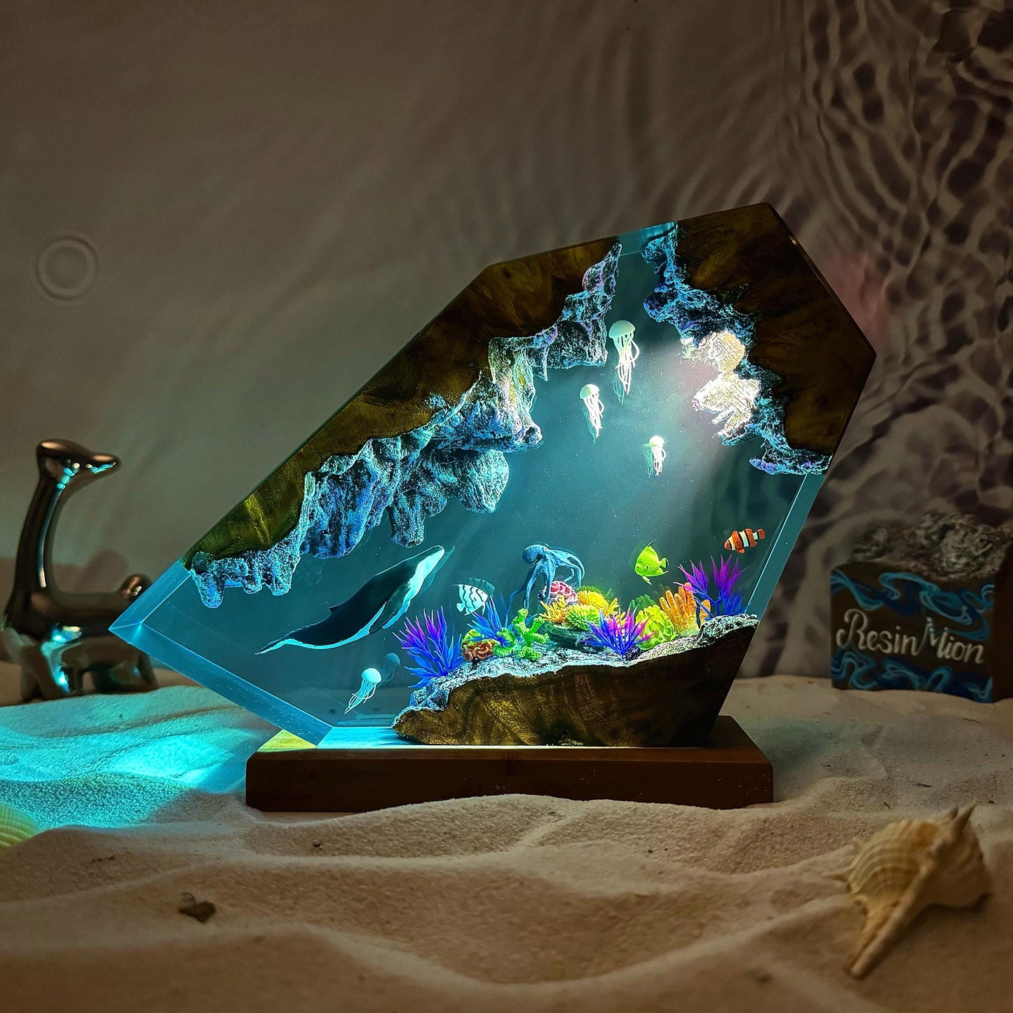 Deep Blue Starry Night Epoxy Lamp – LY076