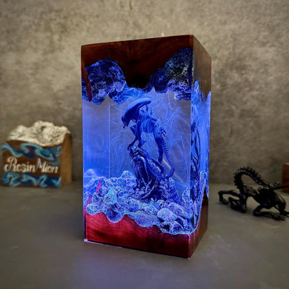 Blue Water Dragon Pillar Epoxy Lamp – LY329