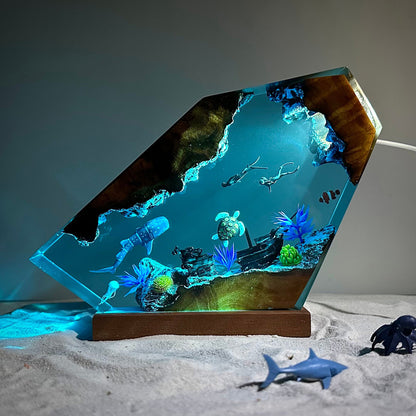 Teal Blue Ocean Epoxy Lamp – LY057