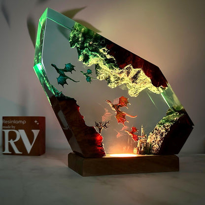 Perched Bats Sunset Epoxy Lamp – LY052