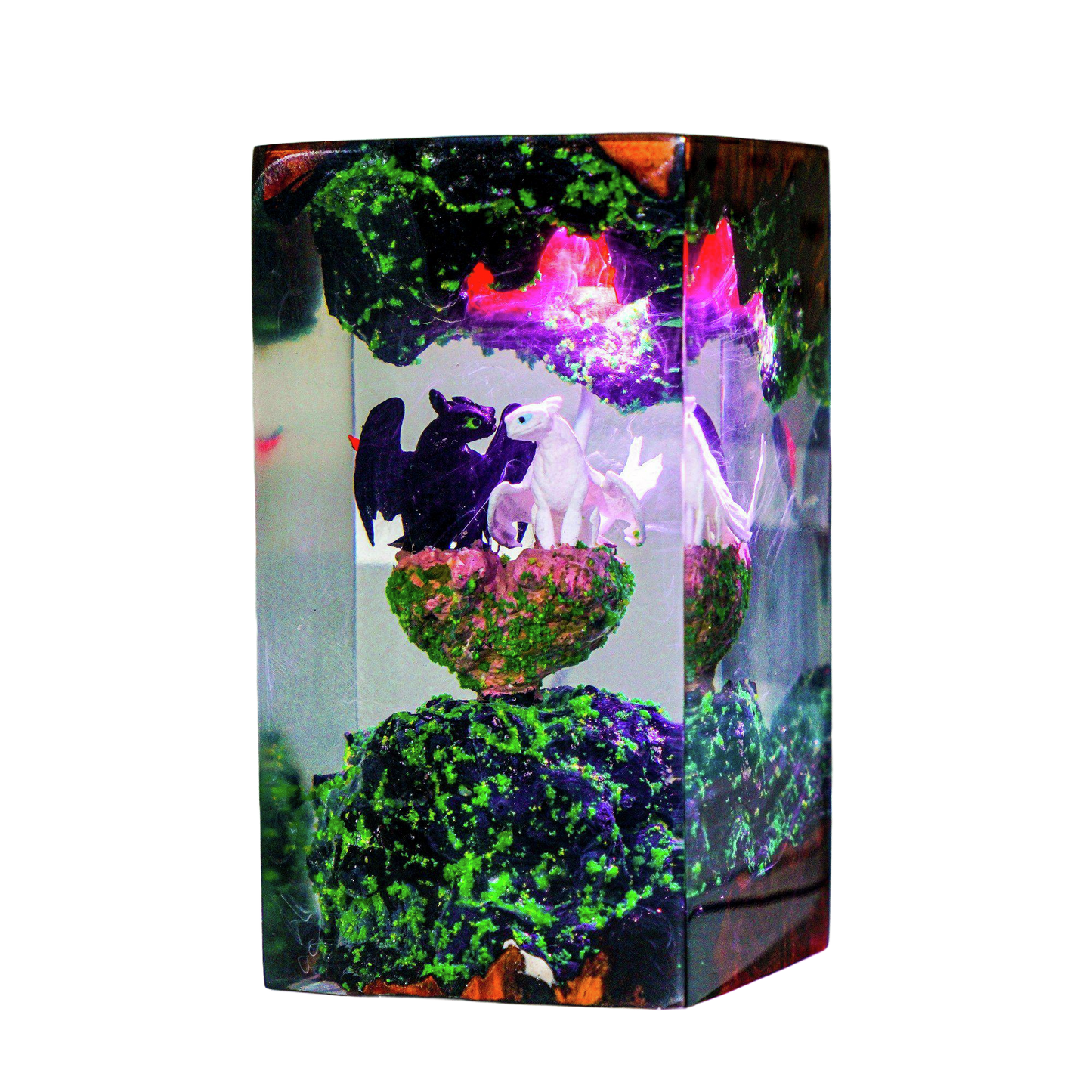 Toothless & Light Fury Epoxy Resin Lamp – Dragon Night Light Decor – LY471