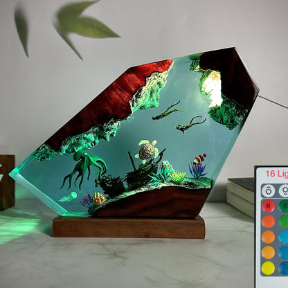 Blue Glow Tropical Fish Ocean Epoxy Lamp – LY249