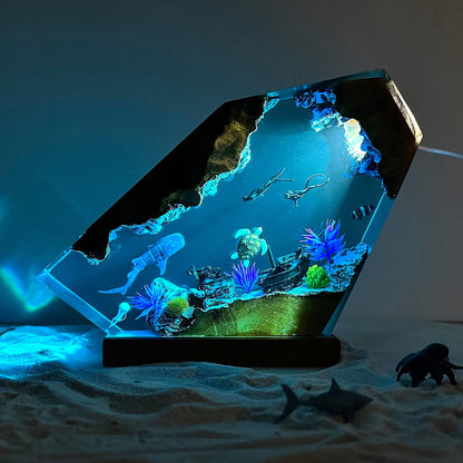 Teal Blue Ocean Epoxy Lamp – LY057