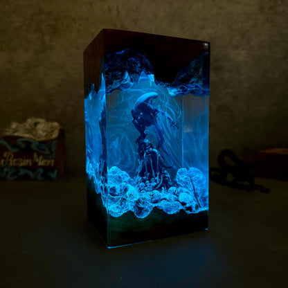 Blue Water Dragon Pillar Epoxy Lamp – LY329