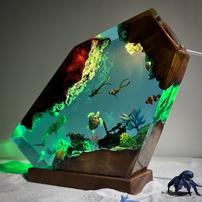 Teal Blue Ocean Epoxy Lamp – LY057