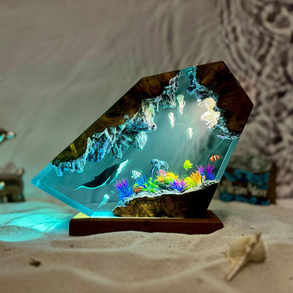 Deep Blue Starry Night Epoxy Lamp – LY076