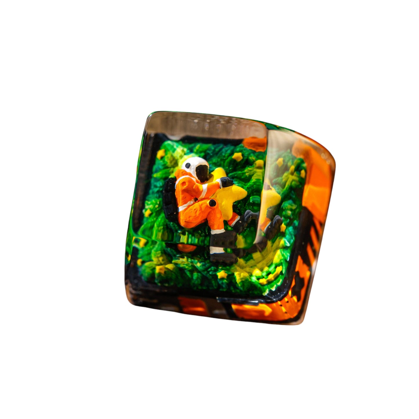 Keycap Astronaut Hugging Star Orange | Artisan Mechanical Keycap
