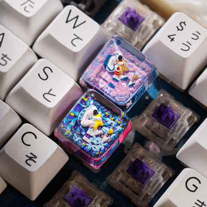 Keycap Astronaut Hugging Star Pink | Artisan Mechanical Keycap