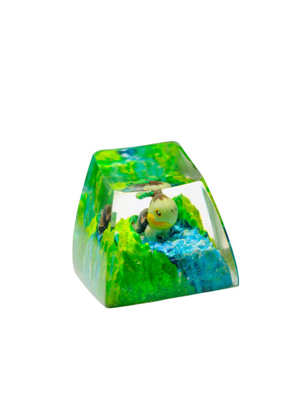 Keycap Turtwig Grass Flower Waterfall | Artisan Mechanical Keycap