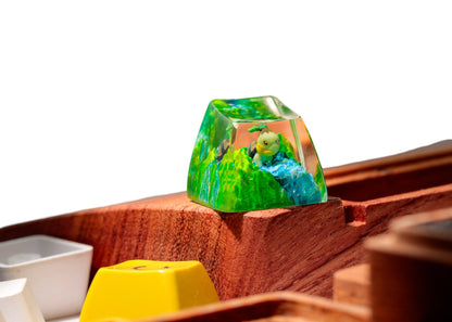 Keycap Turtwig Grass Flower Waterfall | Artisan Mechanical Keycap