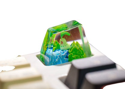 Keycap Chikorita Grass Waterfall | Artisan Mechanical Keycap