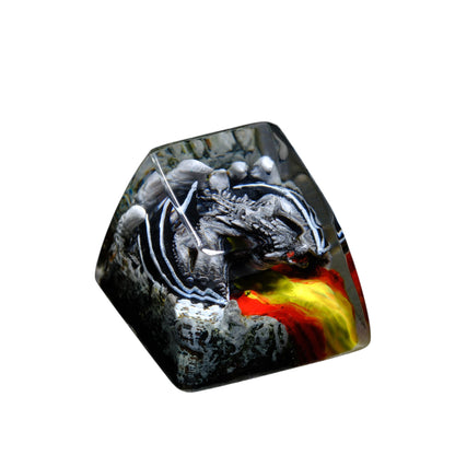 Keycap Gray Dragon Fire Base | Artisan Mechanical Keycap