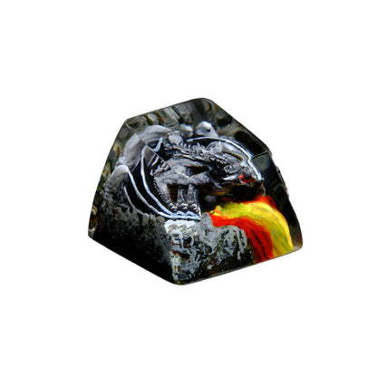 Keycap Gray Dragon Fire Base | Artisan Mechanical Keycap