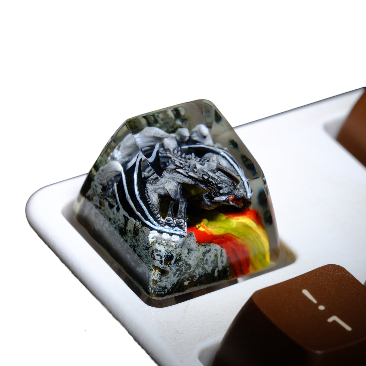 Keycap Gray Dragon Fire Base | Artisan Mechanical Keycap