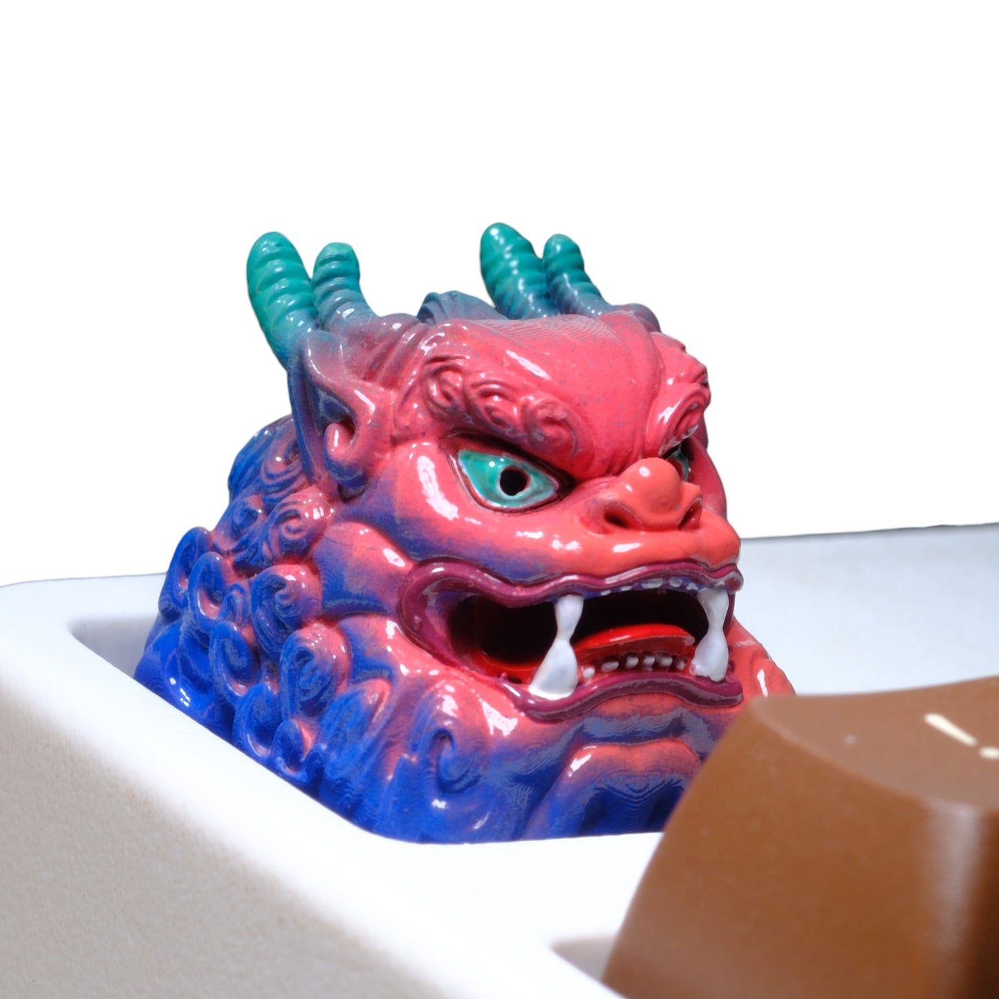 Keycap Unicorn Blue Red Diagonal Brow | Artisan Keycap