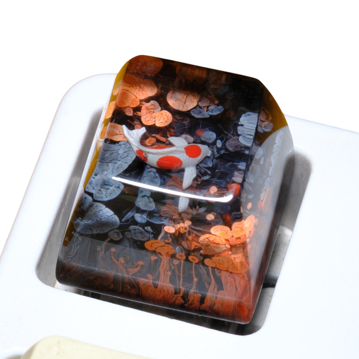 Keycap Koi Orange Black 1U | Artisan Mechanical Keycap