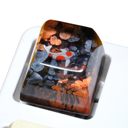 Keycap Koi Orange Black 1U | Artisan Mechanical Keycap