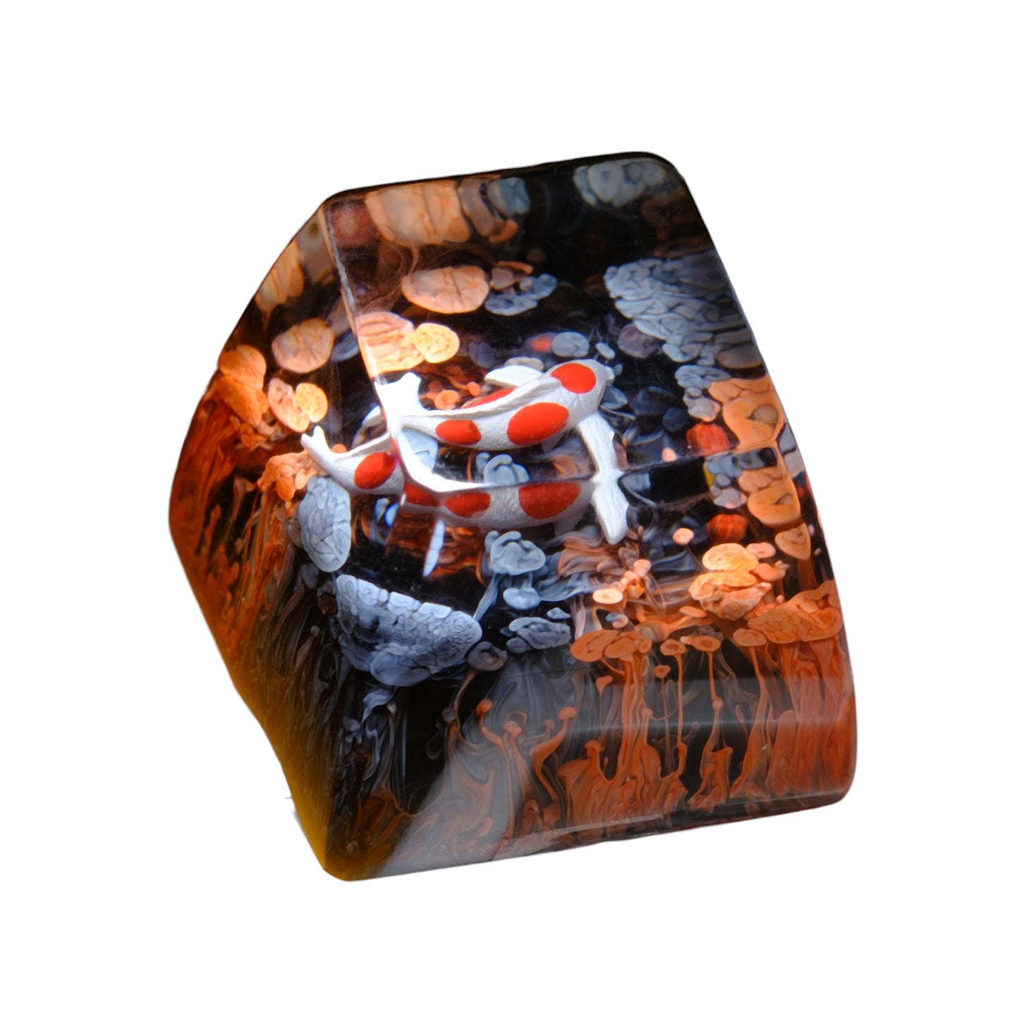 Keycap Koi Orange Black 1U | Artisan Mechanical Keycap