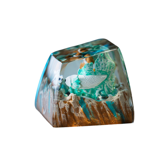 Keycap Koi Fish White Jade Blue New | Artisan Keycap