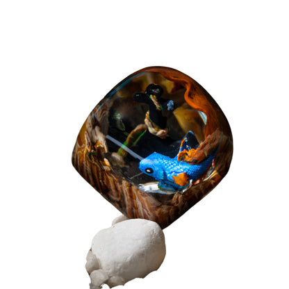 Keycap Koi Fish Blue Brown New 1U | Artisan Keycap