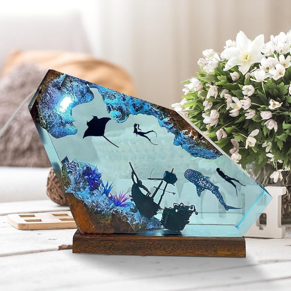 Ocean Floor Scene Epoxy Resin Lamp LY011-1
